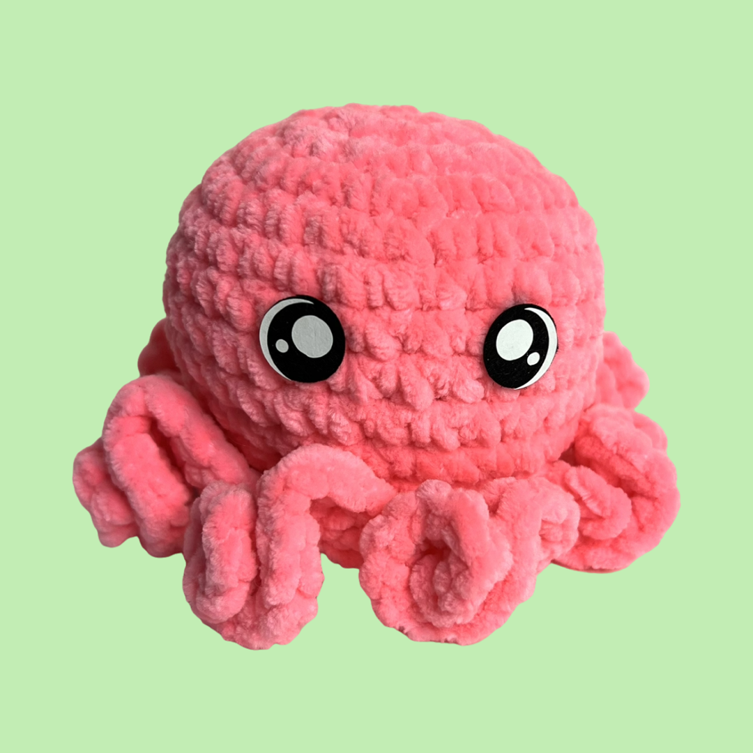 Baby Octopus Plushie- Neon Flamingo