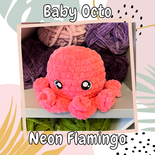 Baby Octopus Plushie- Neon Flamingo