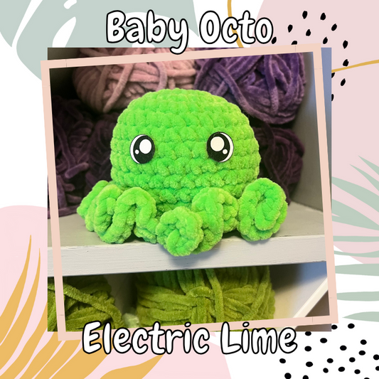 Baby Octopus Plushie- Electric Lime